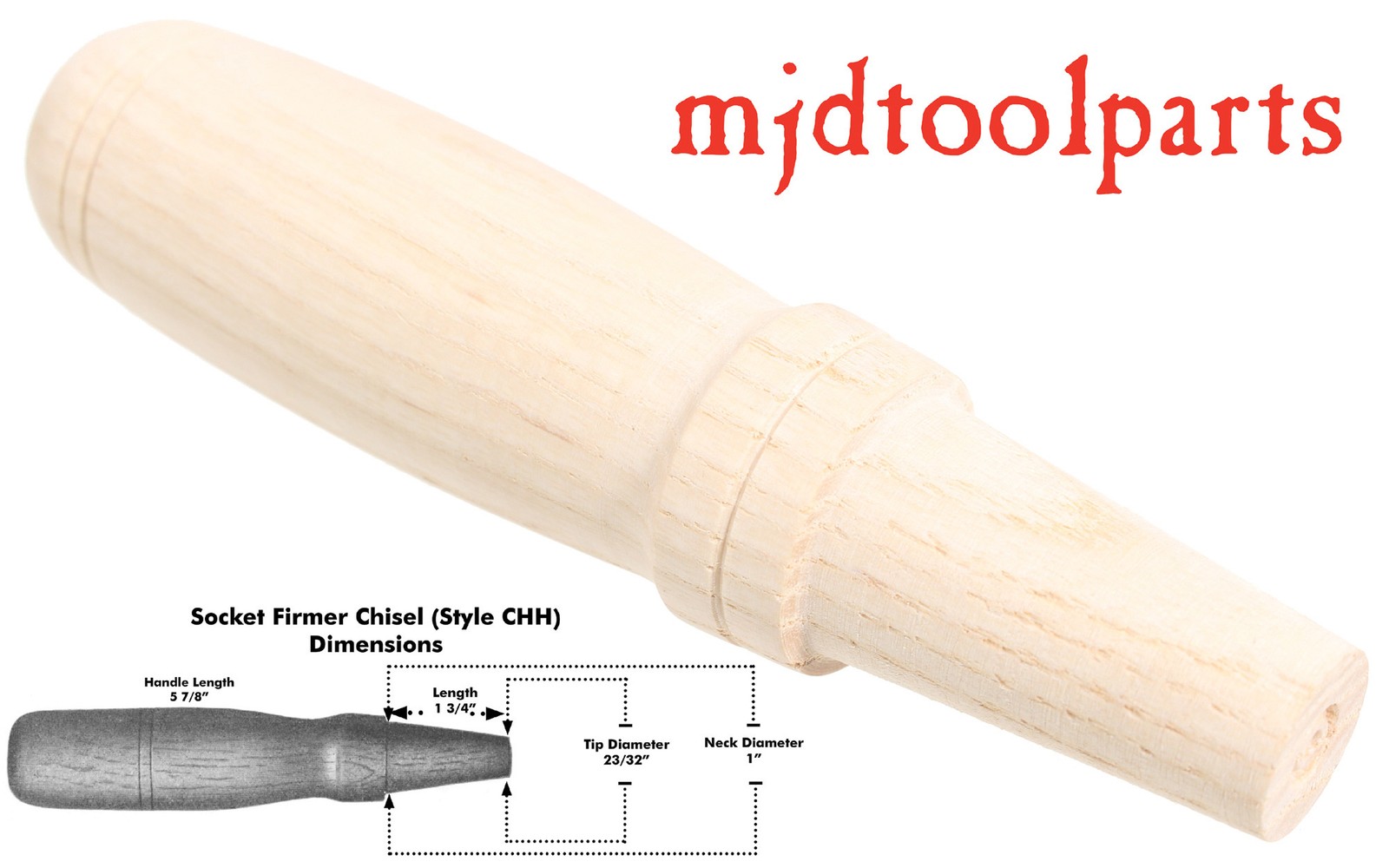 Amish Turned Hickory Socket Firmer Chisel Handle - Style CHH - mjdtoolparts