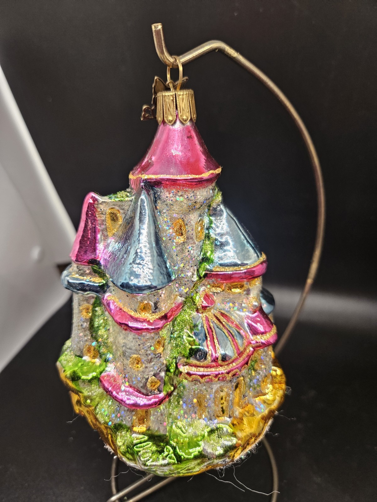 Vtg Neiman Marcus 2003 Christmas Glass Ornament Castle Lots Of Glitter