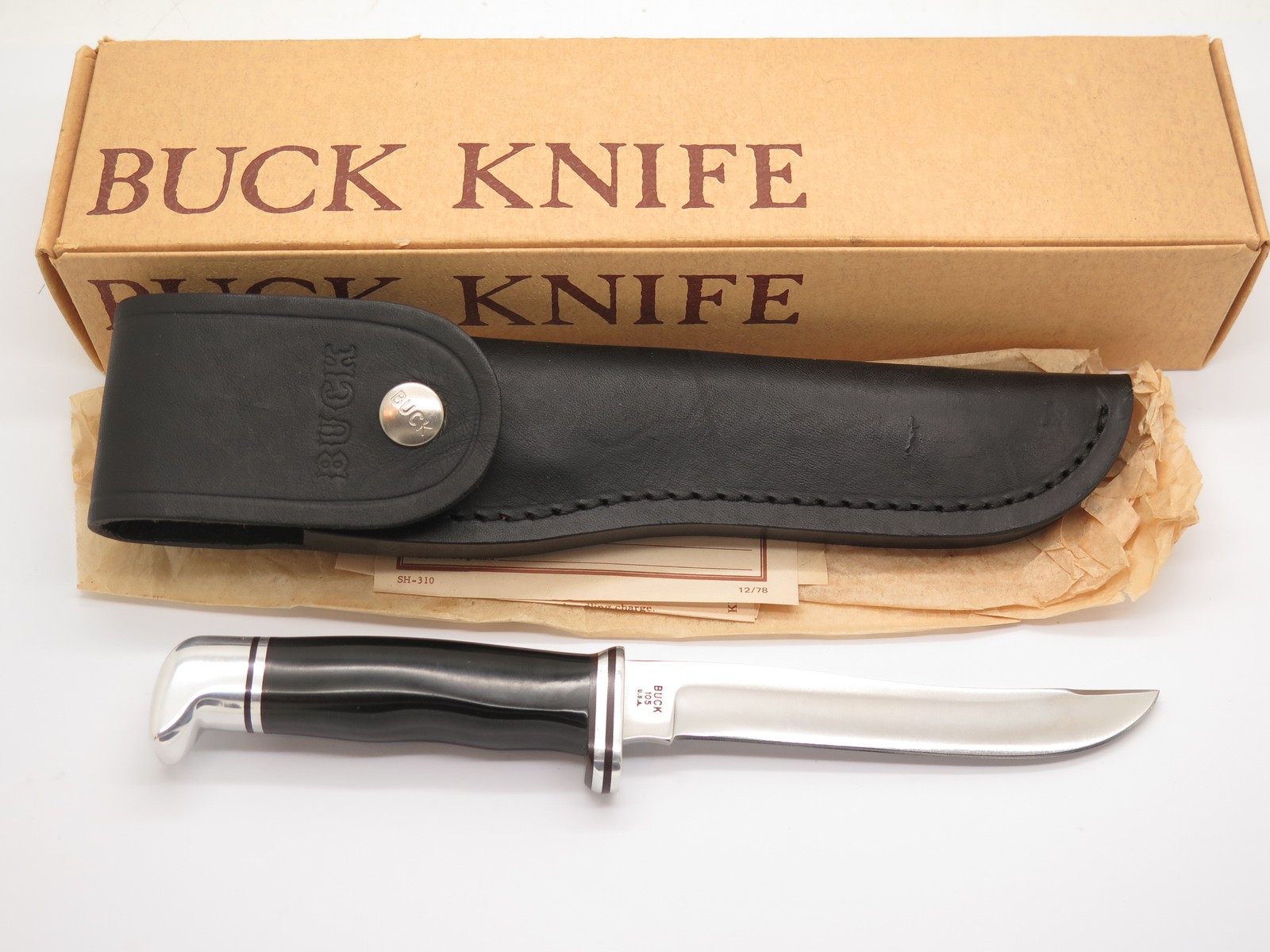 Vintage 1973-80 Buck 105 Pathfinder 3 Three Liner Fixed Blade Hunting Knife &Box Vintage 1973-80 Buck 105 Pathfinder 3 Three Liner Fixed Blade Hunting Knife &Box