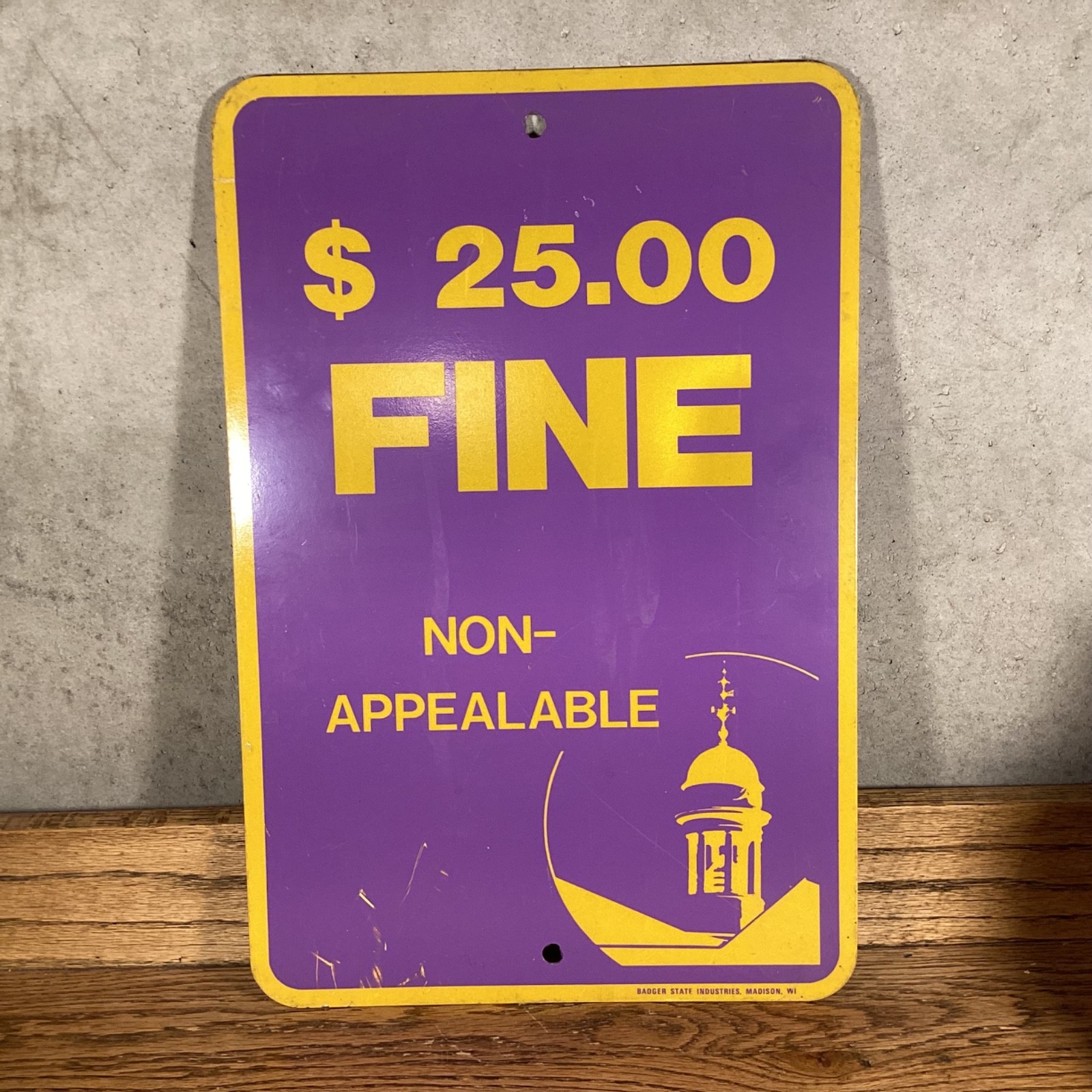 RETIRED UNIVERSITY OF STEVENS POINT SIGN PARKING METAL BADGER  STATE INDUSTRIES