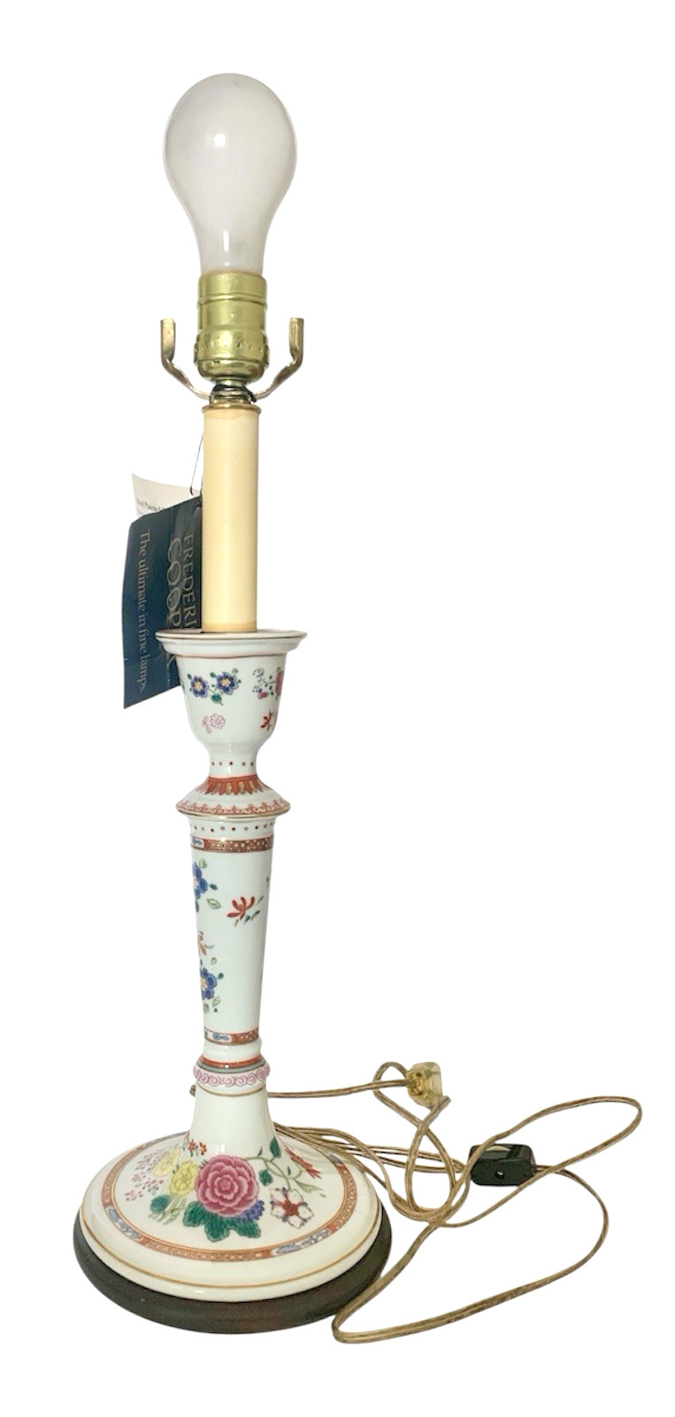 NEW VTG Frederick Cooper Porcelain Hand Painted, Candlestick Lamp, Chinoiserie