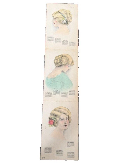 1914 Empire Art Calendar Folding Card Art Deco Lady Portrait Antique