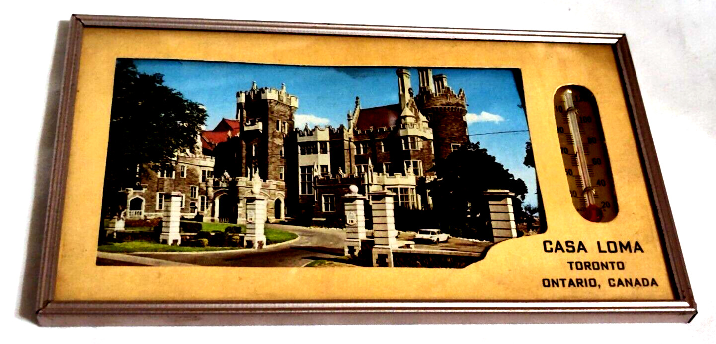 Souvenir Thermometer VTG Framed Casa Loma Toronto Ontario, Canada 1950-1960\'s