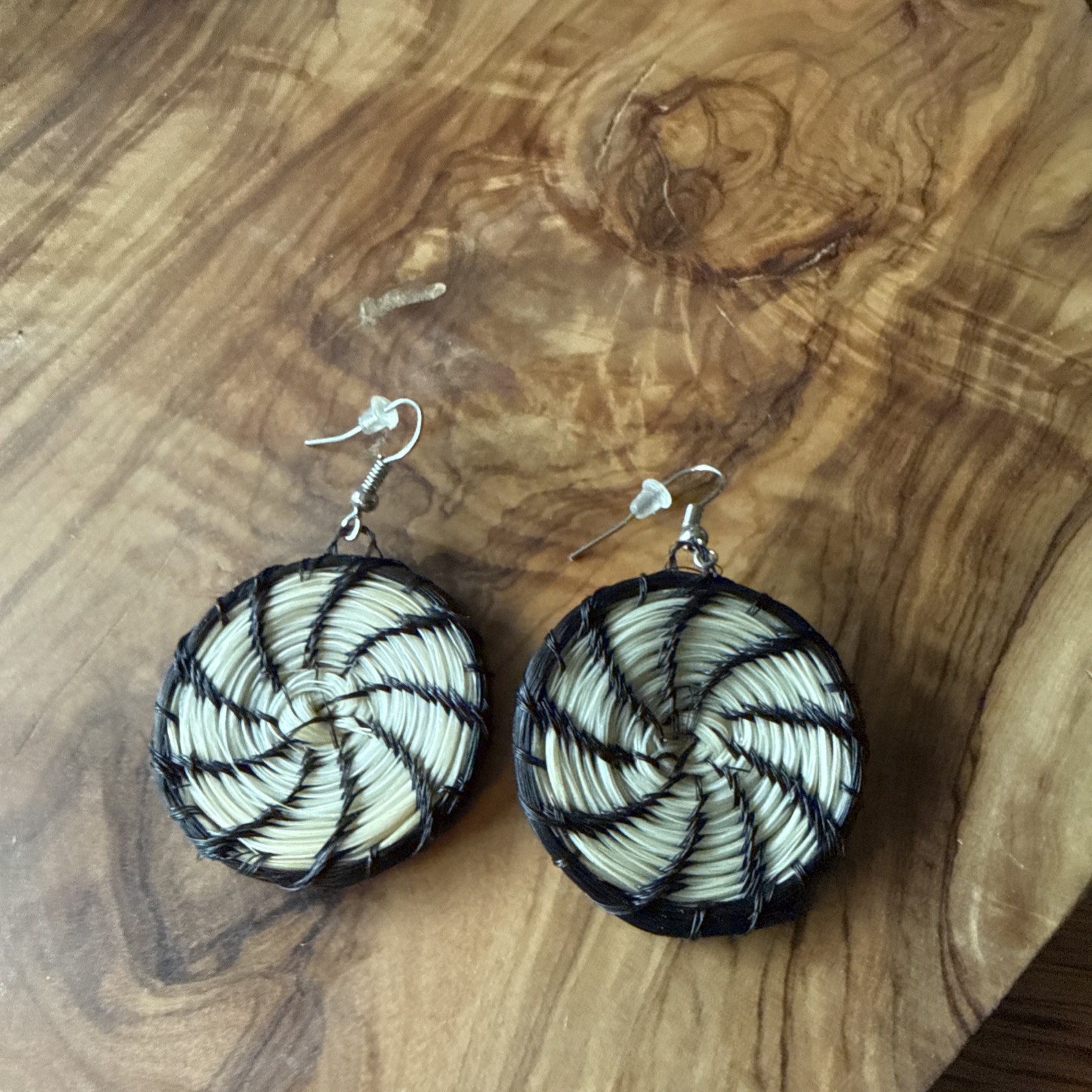 Unique Tohono O'odham Papago Horsehair Basket Earrings Native American