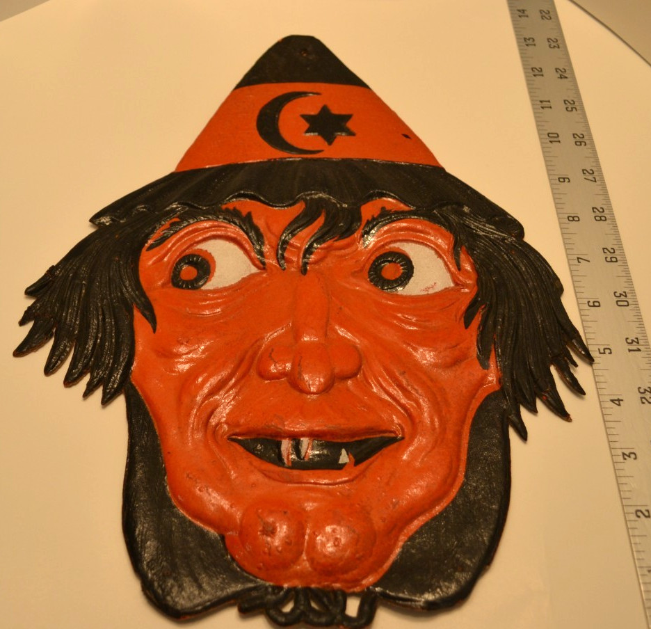 1920\'s -1930\'s Halloween Embossed Die Cut Witch Germany 1920\'s -1930\'s Halloween Embossed Die Cut Witch Germany