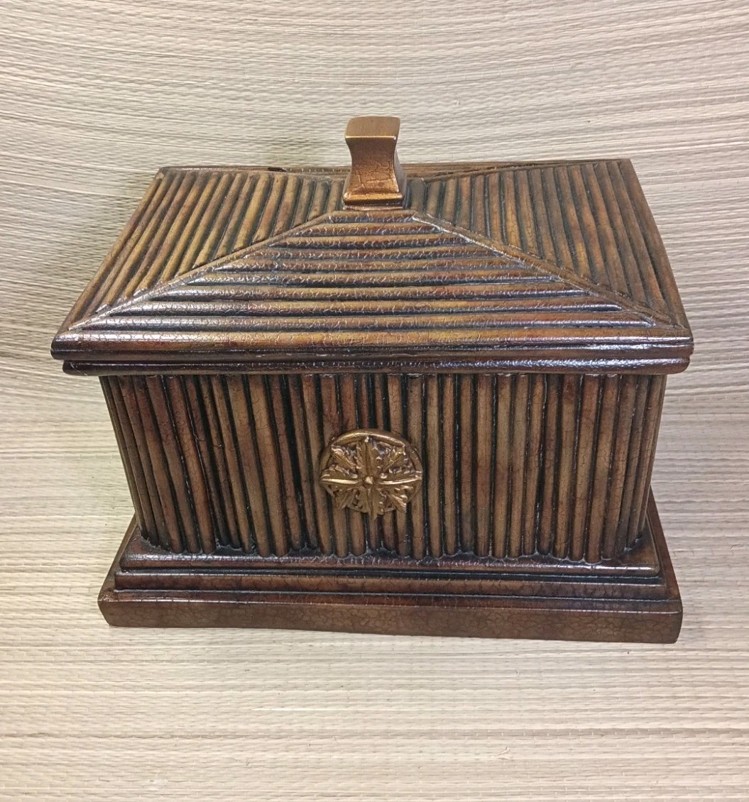 Vintage Renoir Designs Handcrafted Wood/Bamboo Box Hollywood Regency 