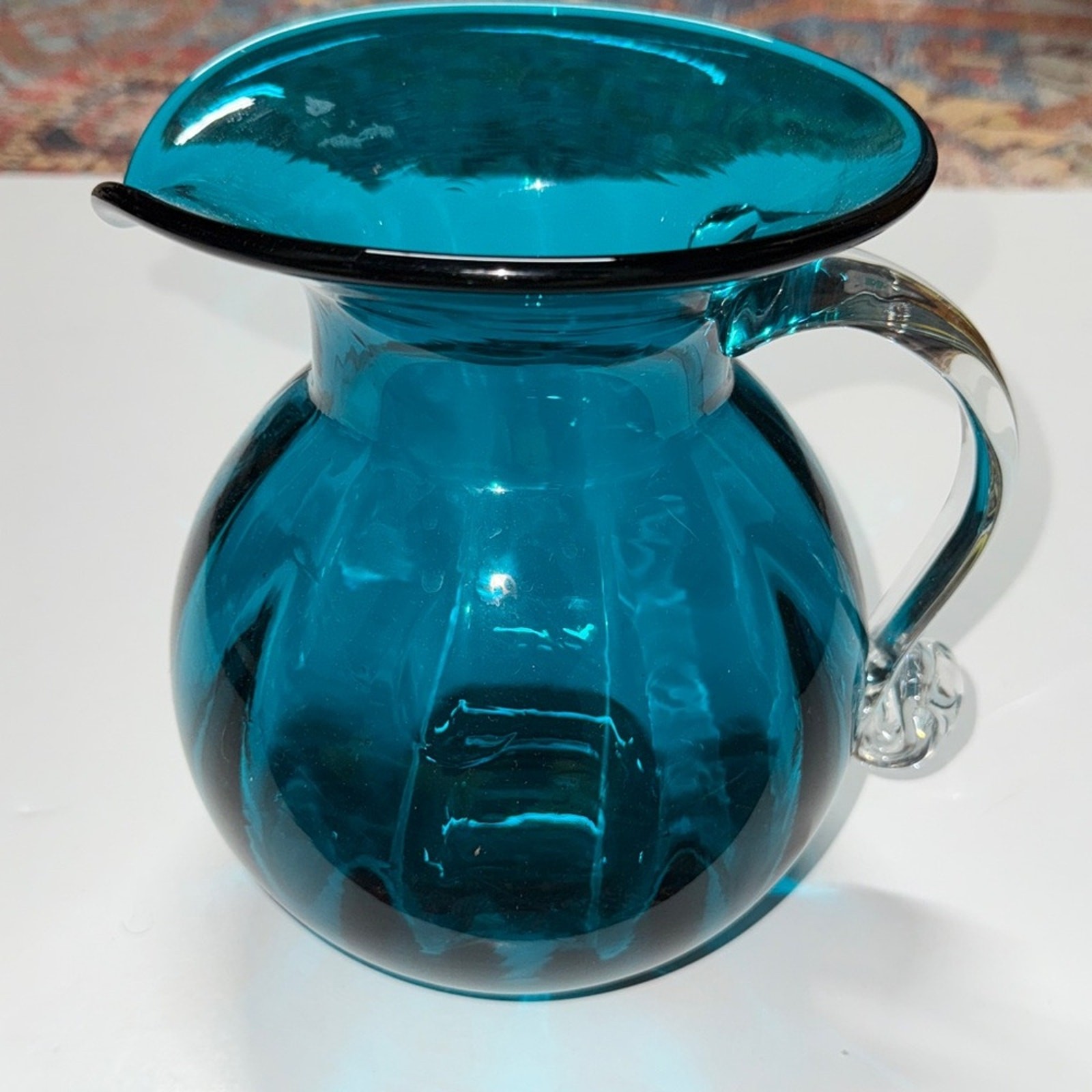 Blenko Teal Blue Glass Pitcher 2017 Blenko Teal Blue Glass Pitcher 2017
