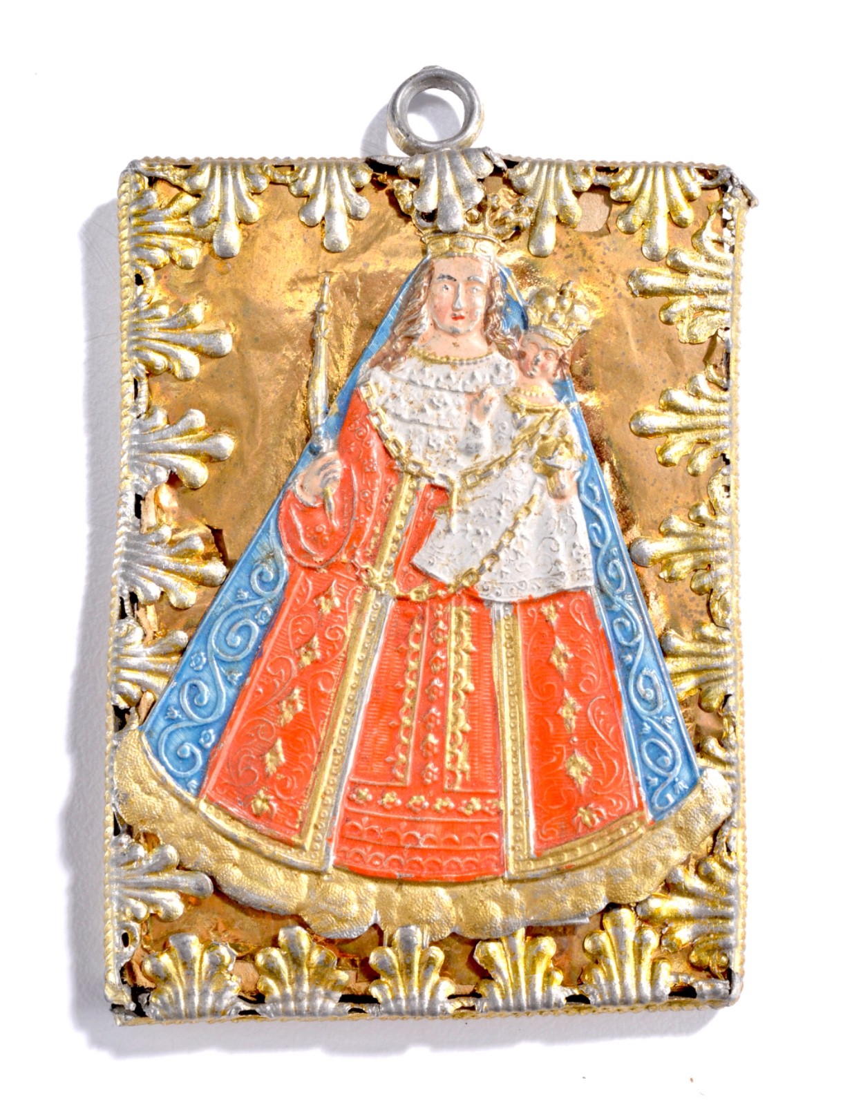 Vintage 19th ca. Orthodox Icon Pendant - Painted Gold Virgin Mary & Jesus Christ Vintage 19th ca. Orthodox Icon Pendant - Painted Gold Virgin Mary & Jesus Christ