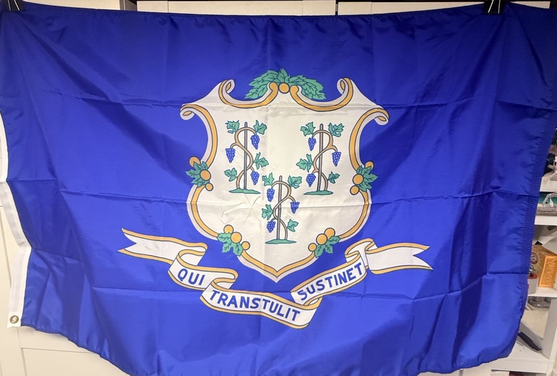 New Vtg Dettra Dura-Lite 3x5 Ft Connecticut State Flag Nylon Made in USA NIB