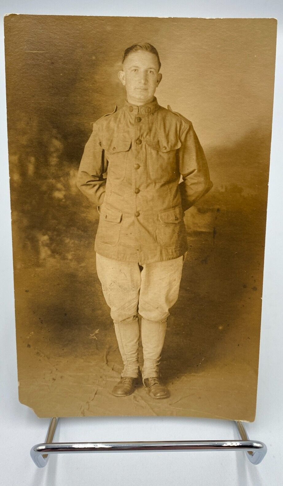 Vtg WWI RPPC American Soldier Postcard