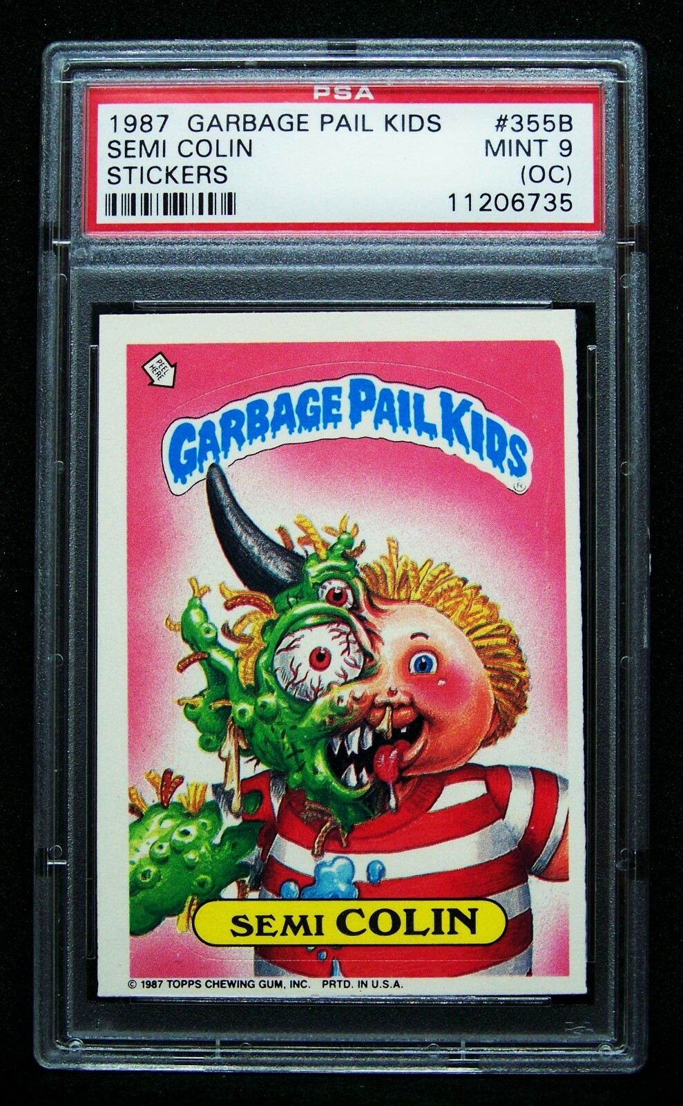GPK, 1987 9th Series, #355b Semi COLIN - No Number # ERROR - OS9 - PSA 9oc, MINT