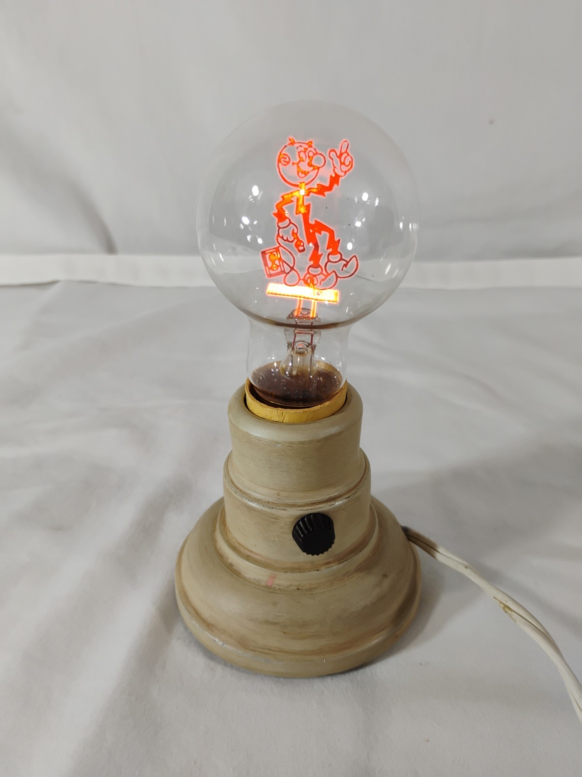 1950's AEROLUX Lights Reddy Kilowatt Neon Bulb and Original Lamp Base VTG