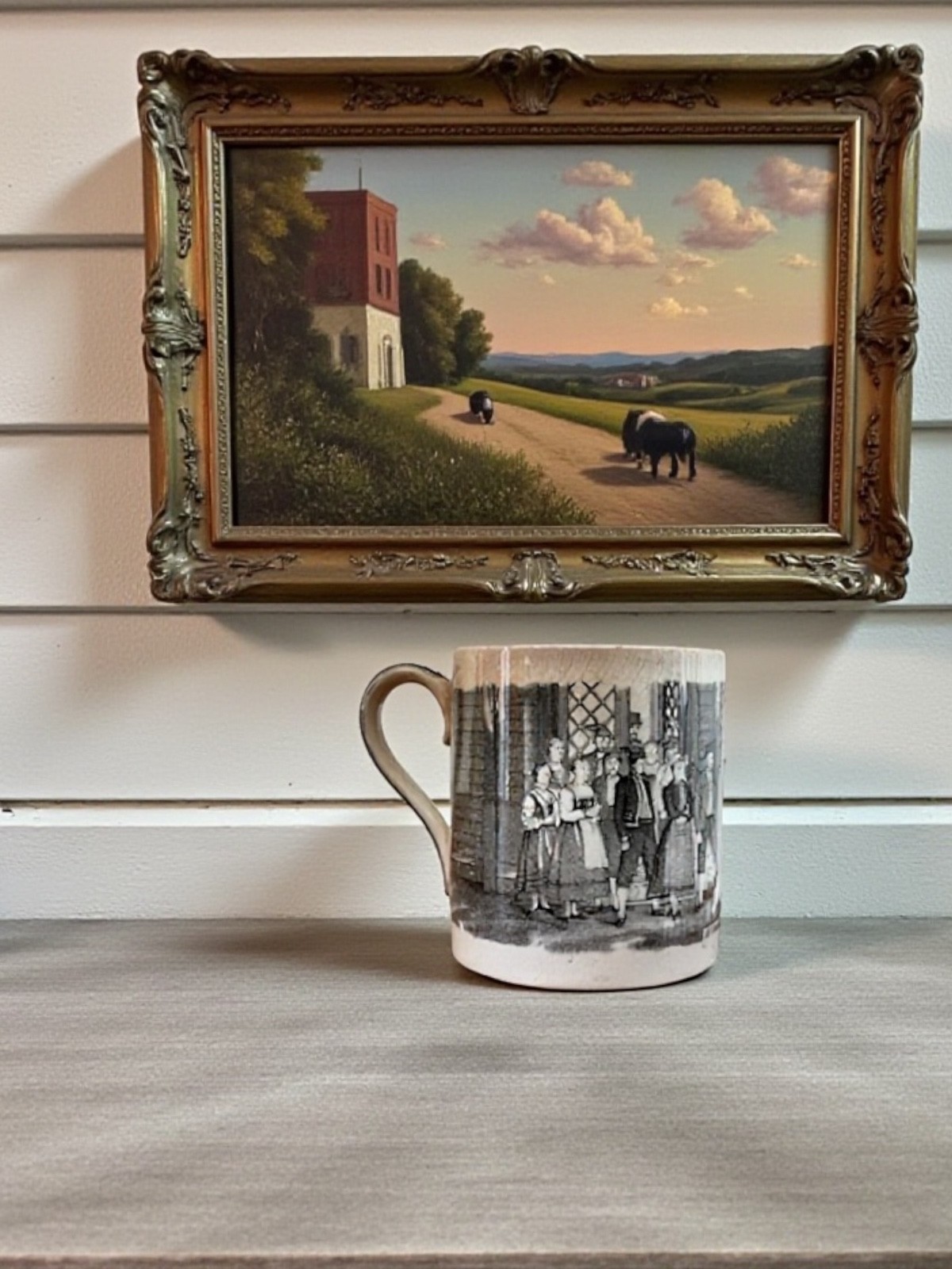 Rare Antique Norwegian Wedding  Mug “Brudefølge fra Søndmør” c.1900