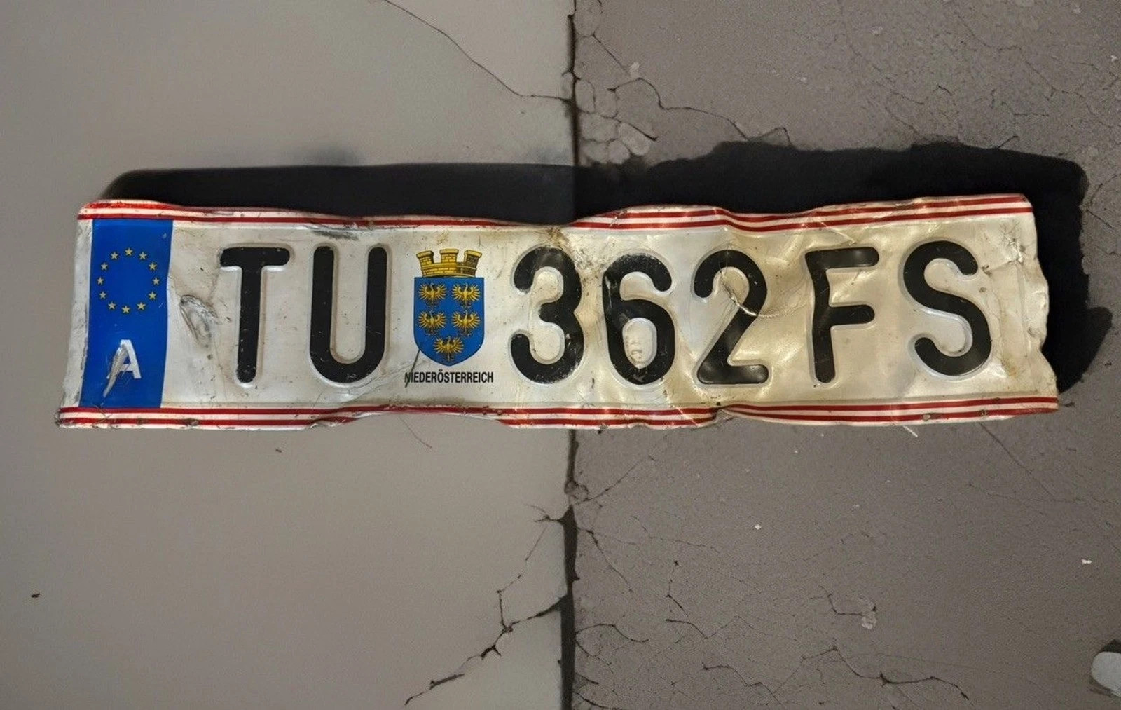 Authentic Austrian License Plate TU 362FS Niederösterreich Lower Austria EU