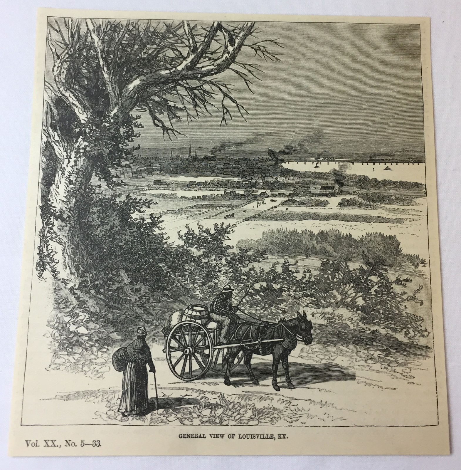 1885 magazine engraving ~ GENERAL VIEW OF LOUISVILLE, KY