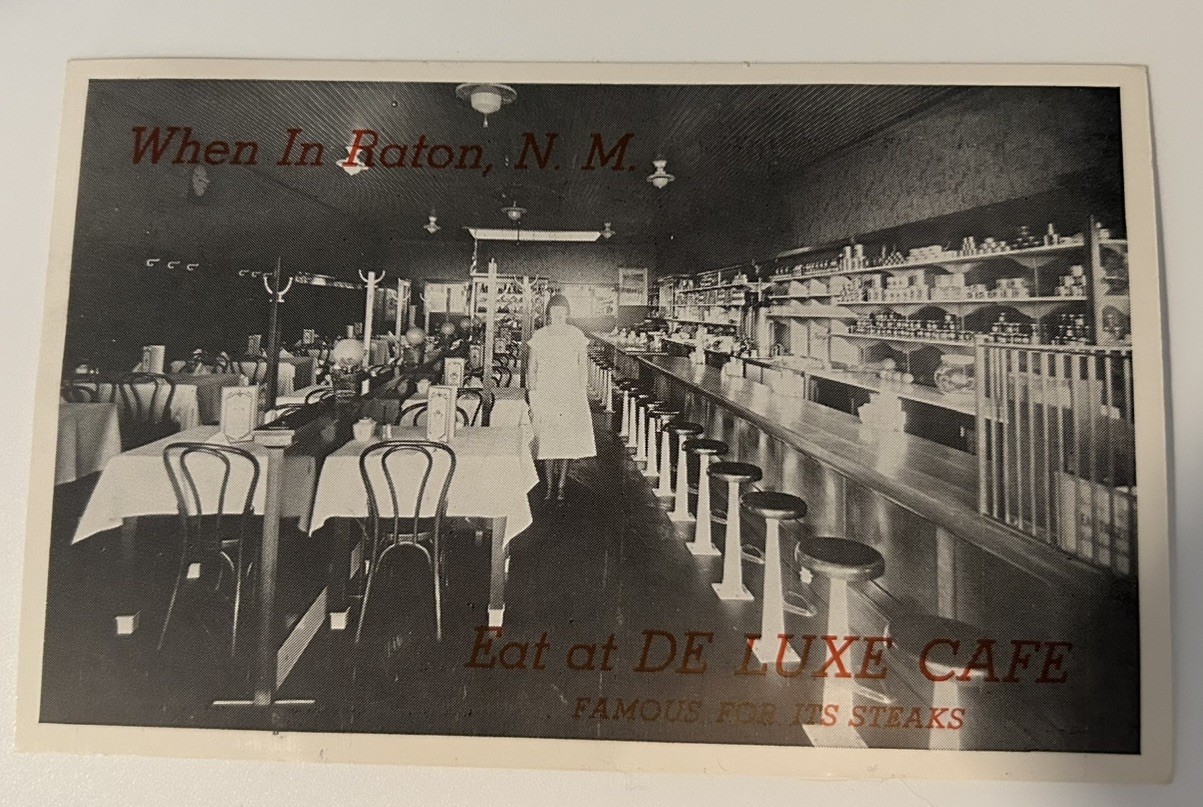 VTG B&W Mid Century New Mexico De Luxe Cafe Roadside America Postcard