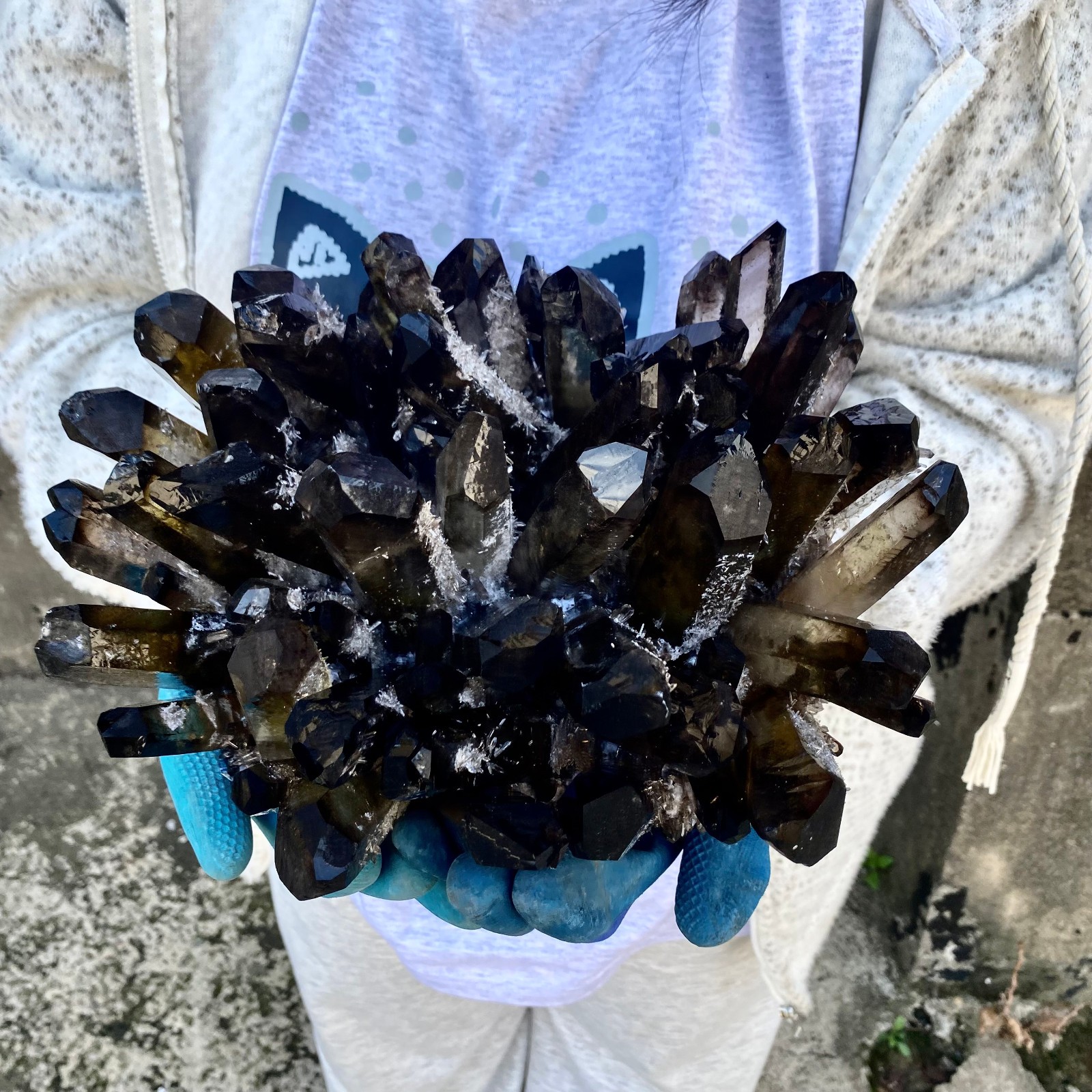 15.43LB New Find black Phantom Quartz Crystal Cluster Mineral Specimen Healing