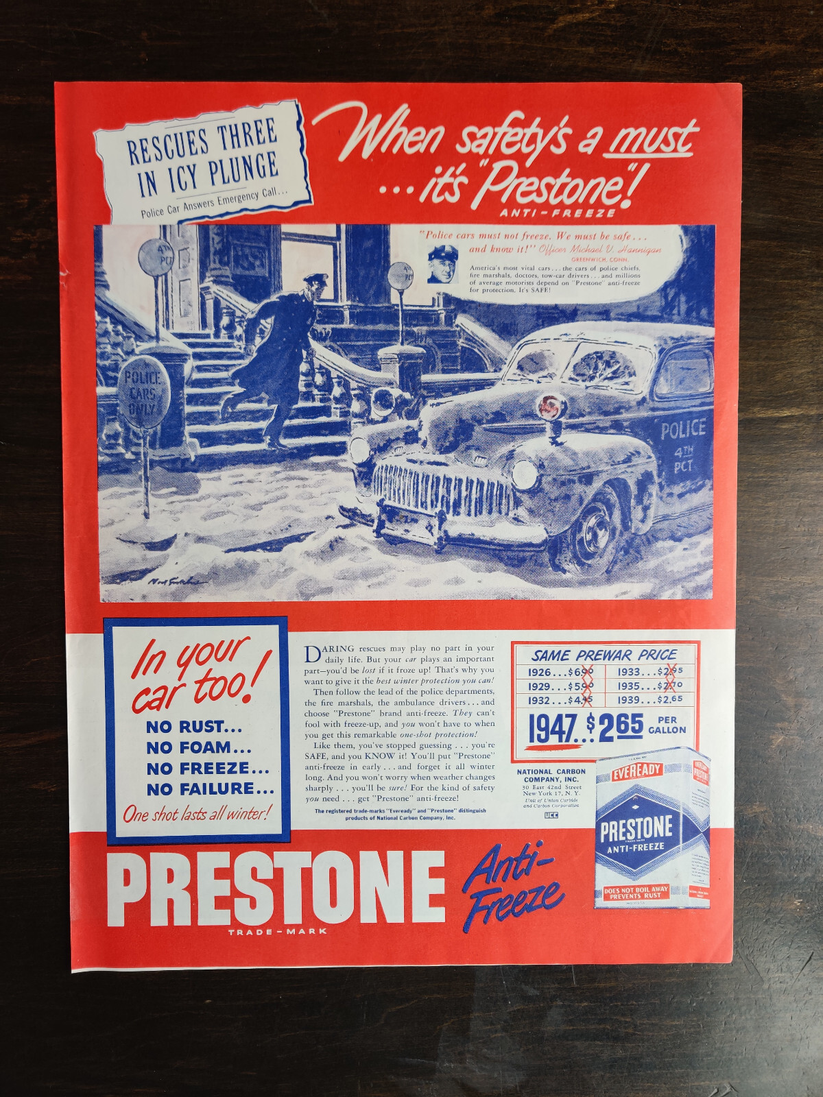 Vintage 1949 Prestone Anti-Freeze Full Page Original Ad