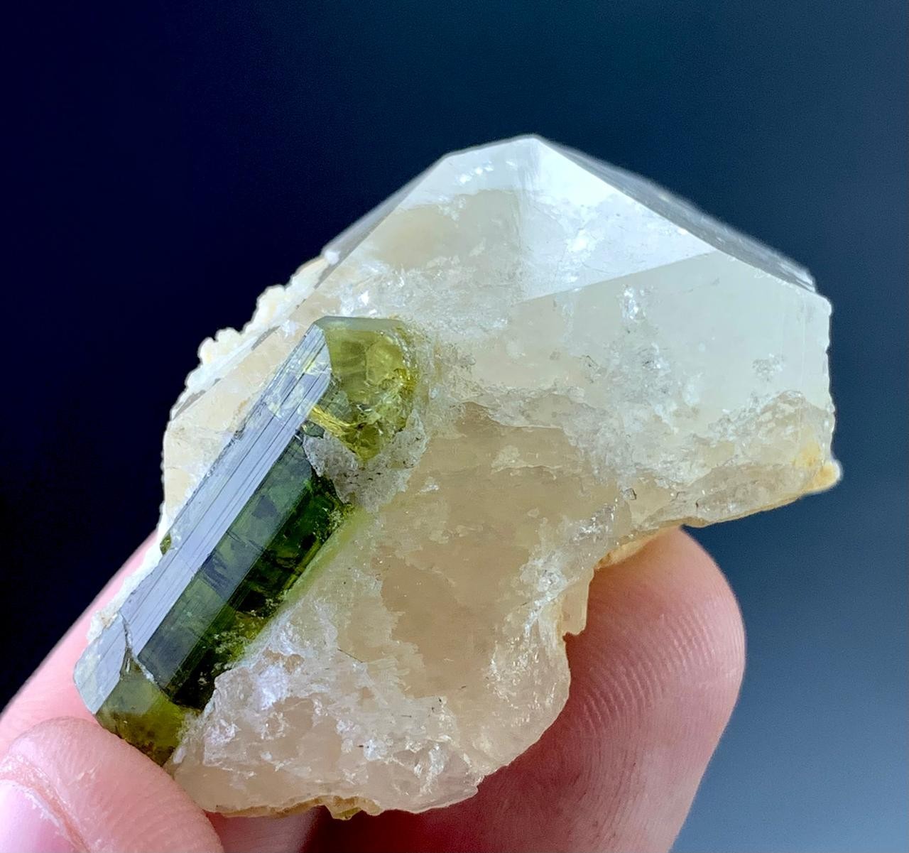 129 Carat Tourmaline Crystal With Quartz Specimen From Afghanista