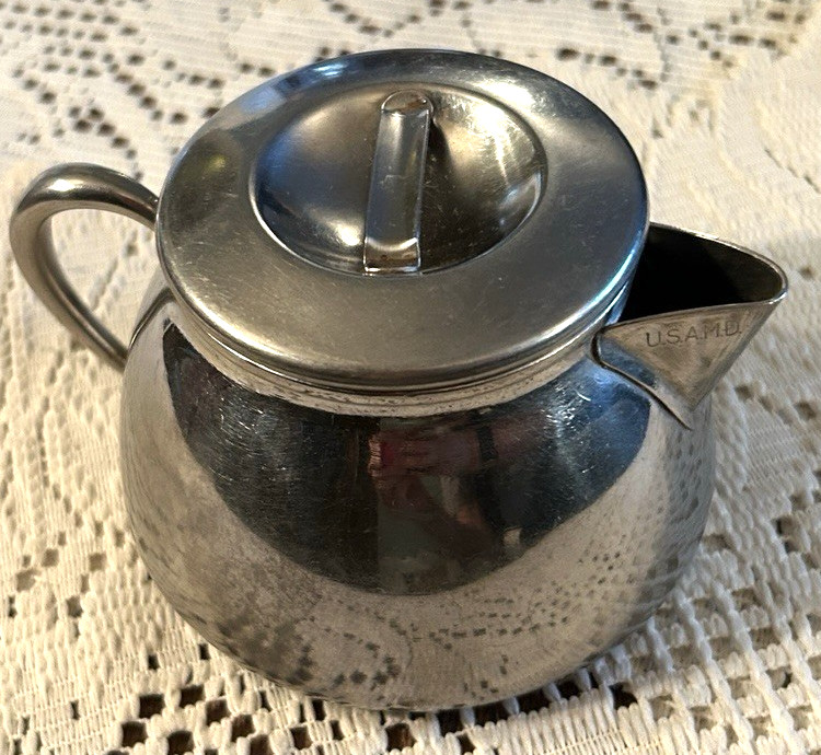 WWII Vtg Crusader Ware USAMD Lalance Grosjean Stainless Creamer Mess Hall