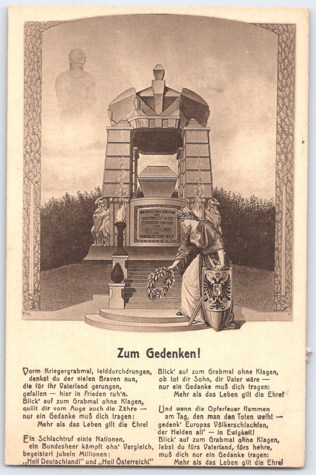 WWI Vienna Central Cemetery War Memorial Postcard 1915 - German Austrian WWI Vienna Central Cemetery War Memorial Postcard 1915 - German Austrian