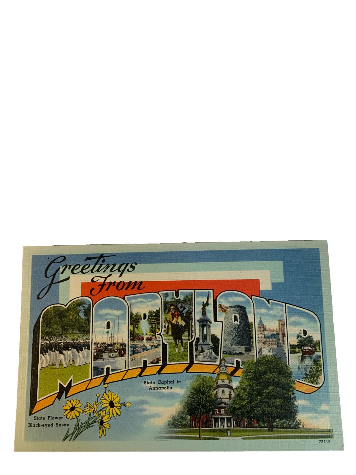 Linen Greetings From Maryland Postcard Unposted D461 Linen Greetings From Maryland Postcard Unposted D461