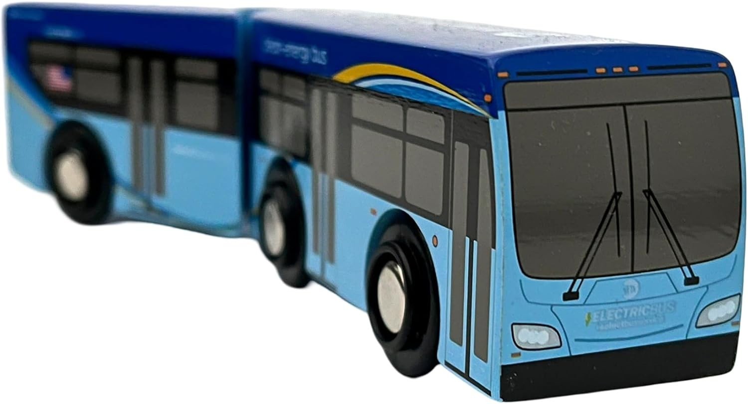 Munipals MP01_2103 Wooden Articulated Bus for NYC Train Set NYC New Flyer XE60
