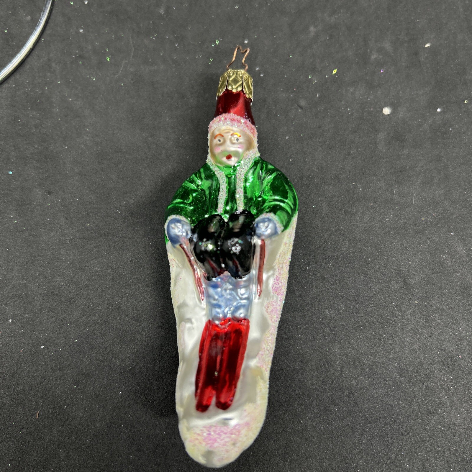 Vintage Old World Christmas Collectors\' Club Blown Glass Snow Skier Ornament