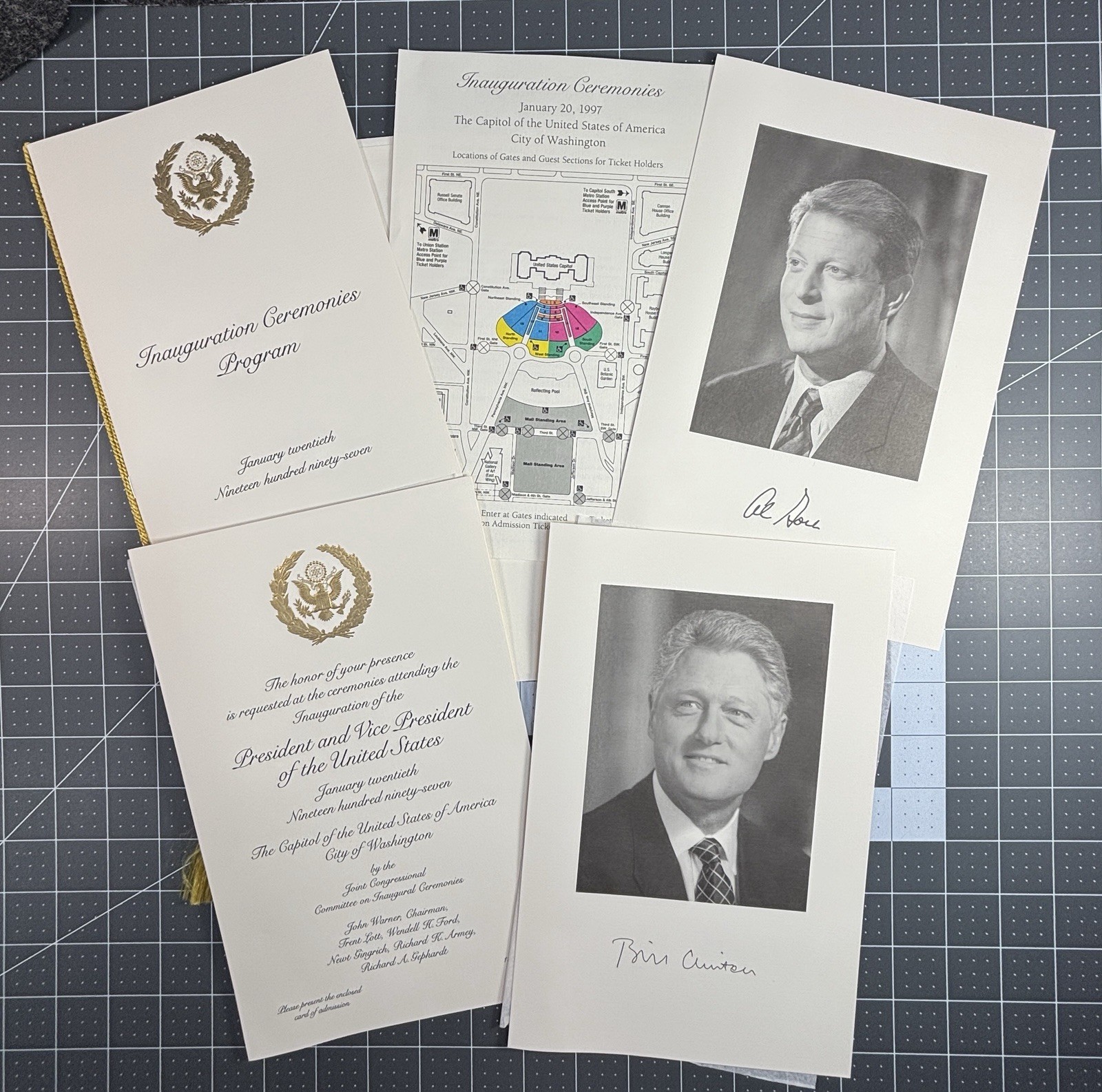 Vtg US President Inauguration Invitation Bill Clinton Al Gore 1997 Pics Congress