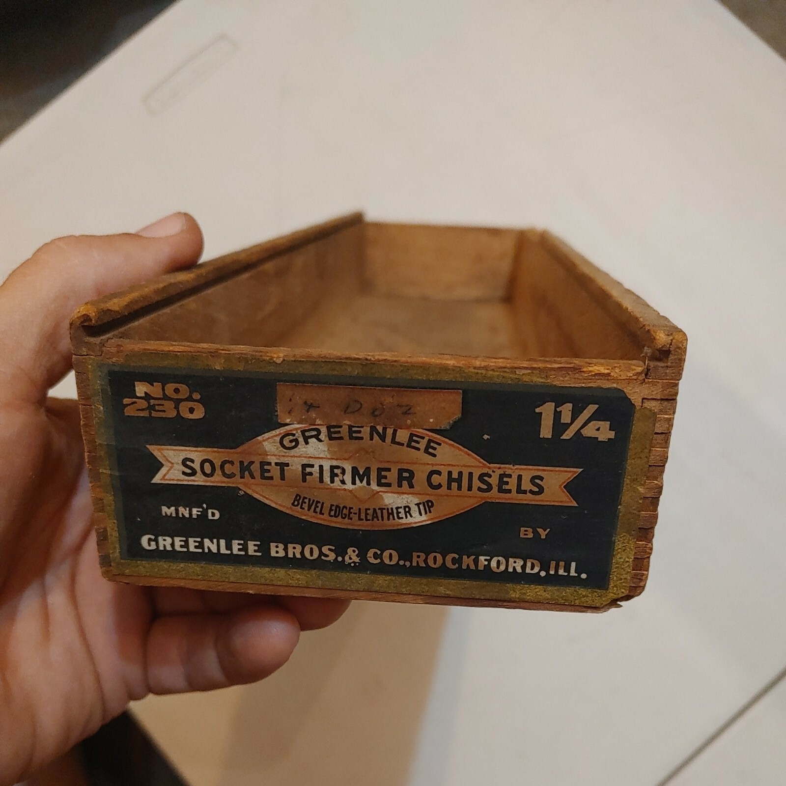 Vtg RARE ORIGINAL WOOD BOX FOR Greenlee Bevel Edge Socket Firmer Chisel No. 230 