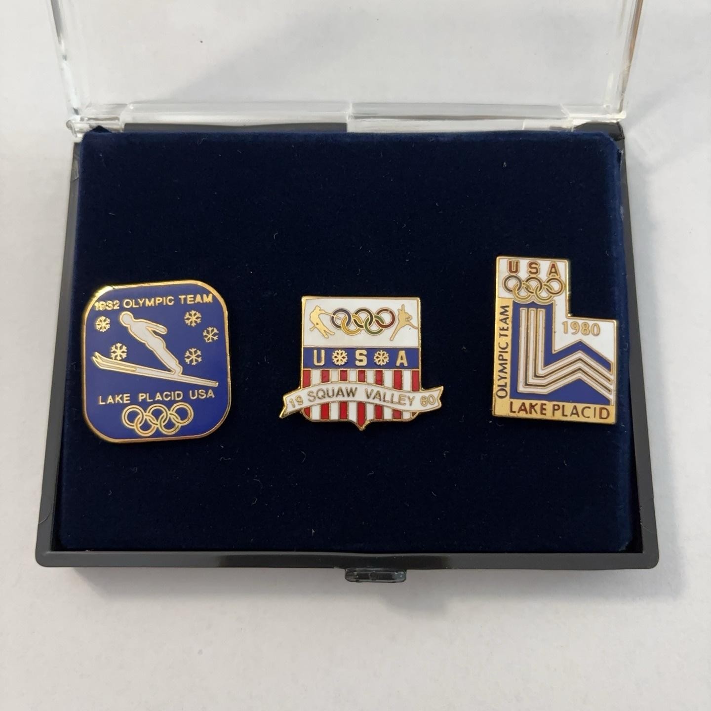 Vintage USA Olympic Team Enamel Lapel Pins Lot Lake Placid Squaw Valley Set