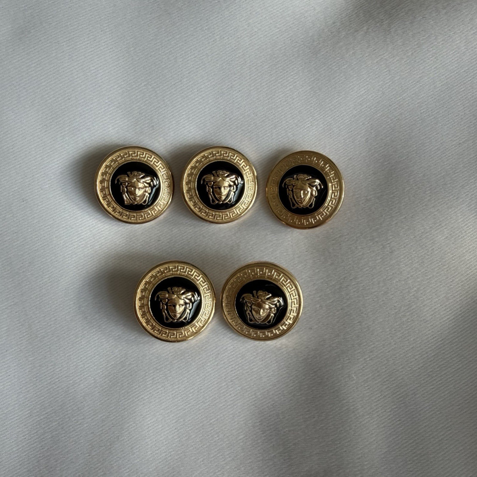 Vintage Versace Medusa Head Buttons 25mm Set Of 5 Gold Black Enamel Blazer Coat