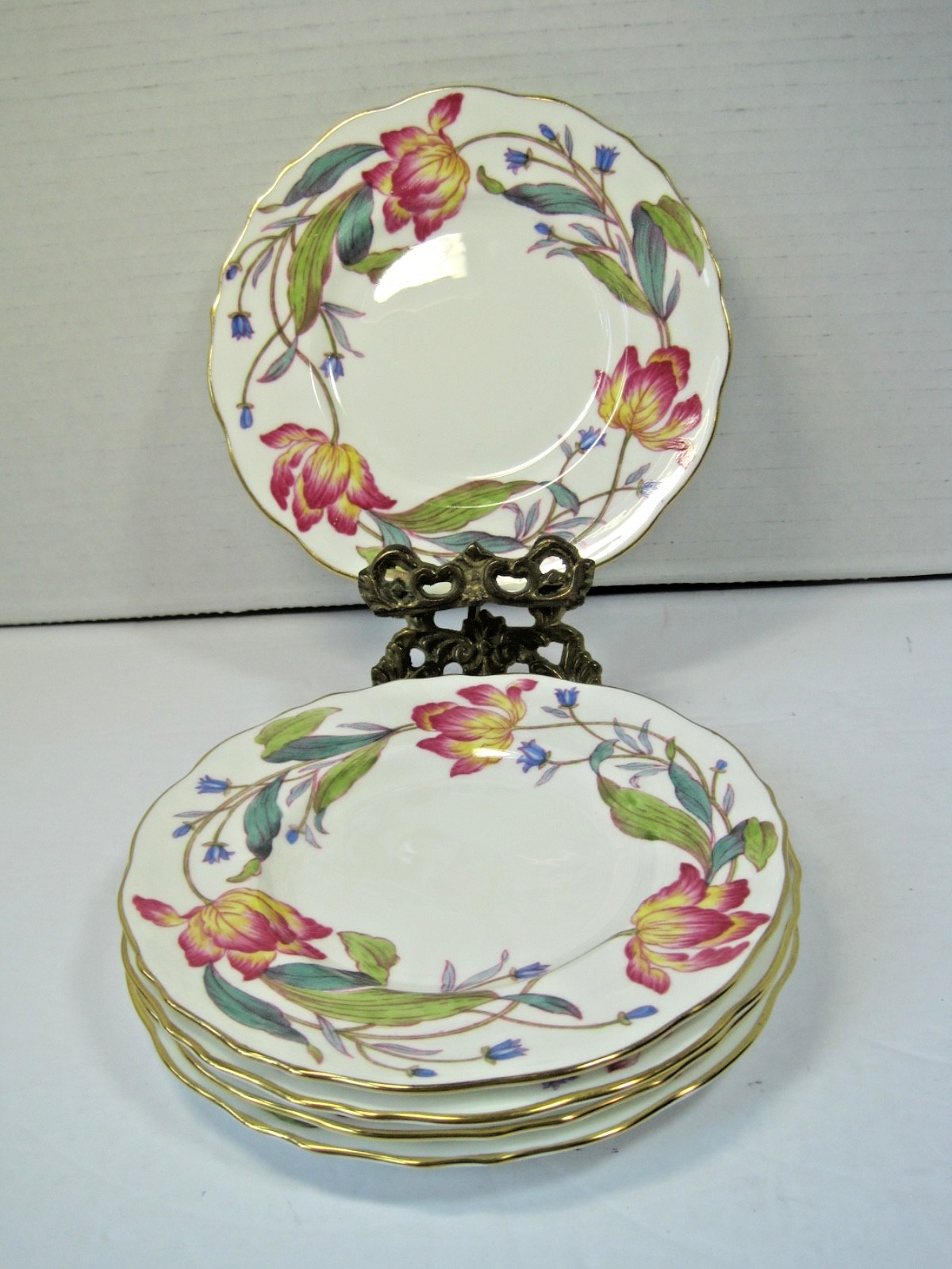 Rare Royal Cauldon Malvern Bone China Floral 5 Bread Butter Plates 6