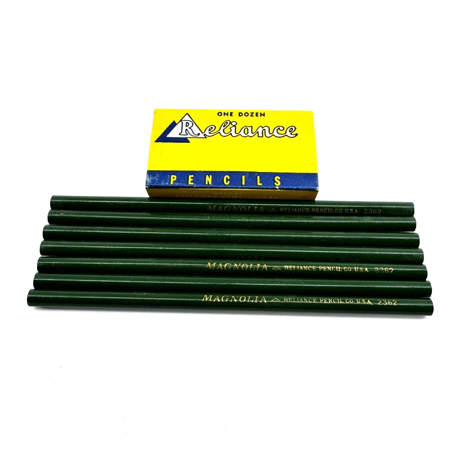 7 Vintage Reliance 2362 Green Pencils Unused