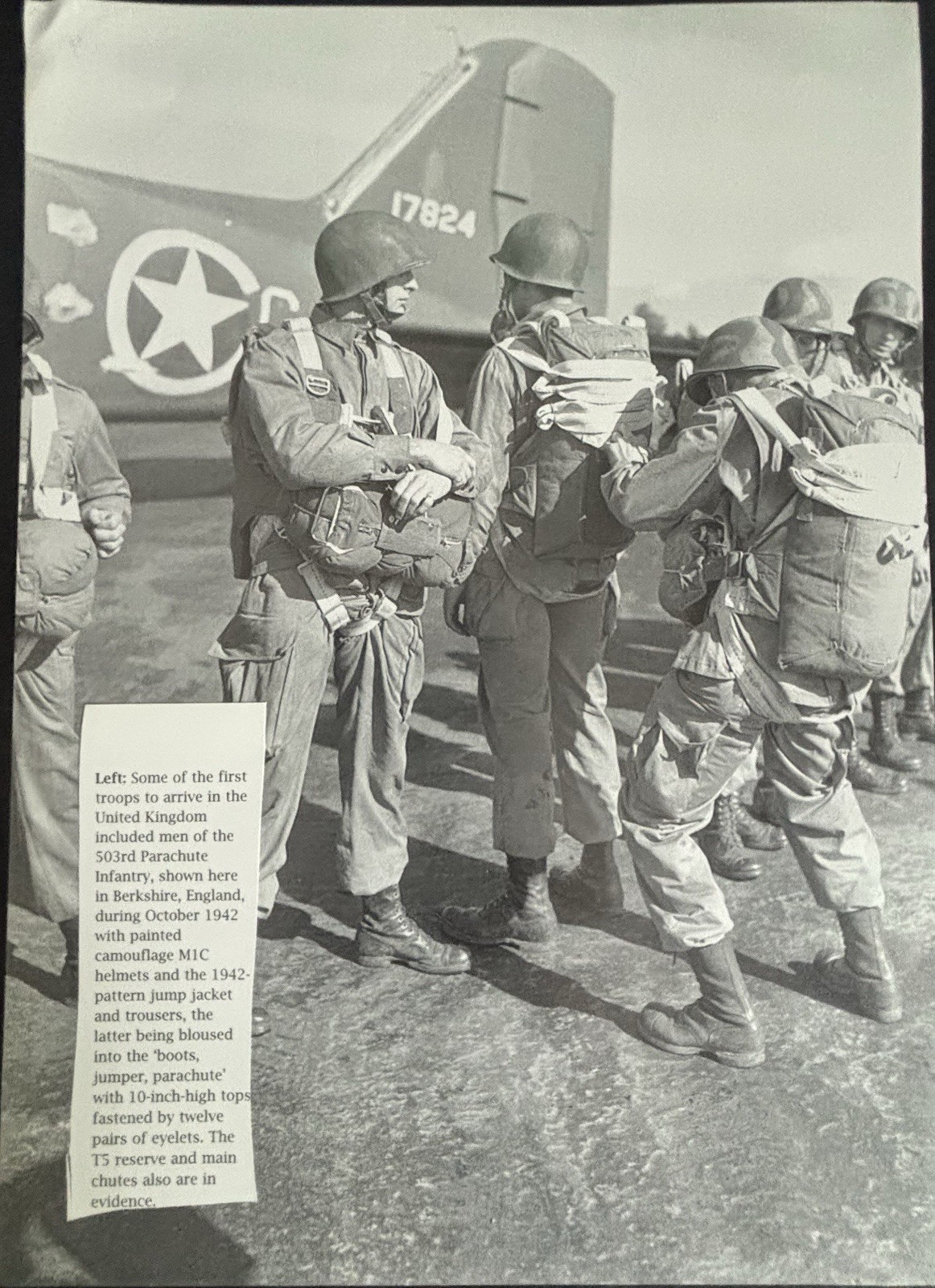 Book Clipping Photo 503rd Parachute Infantry England WWII 1942