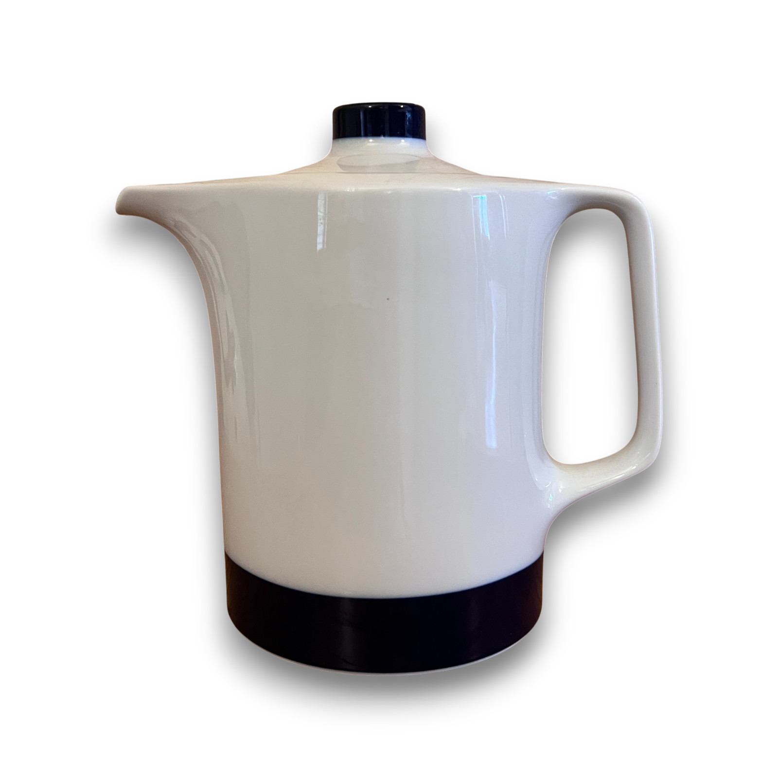 Rare Hutschenreuther Novum 65 Coffeepot 1960 Germany Porcelain White Navy MCM EU