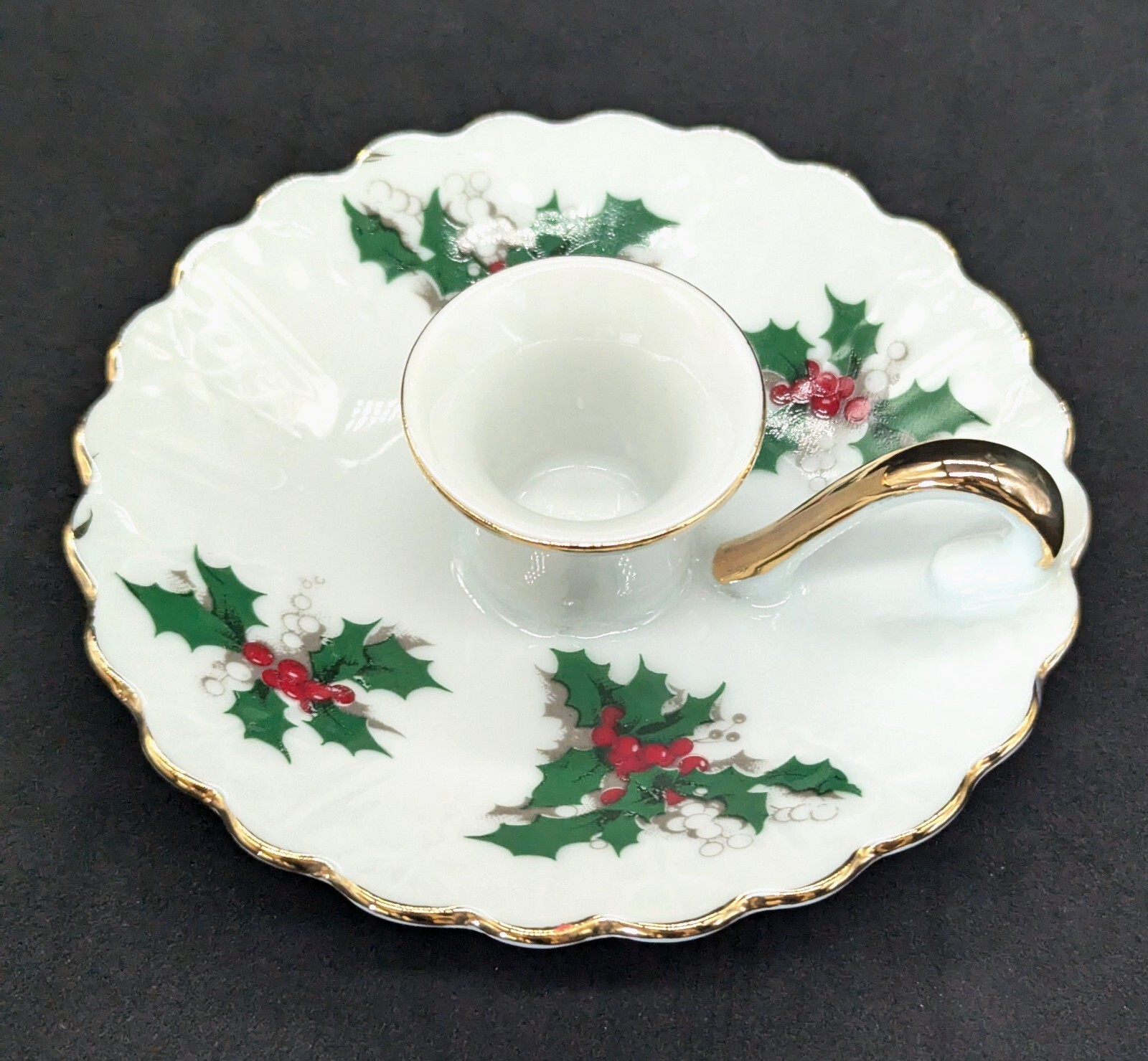 Vintage 1950-55 Lefton Porcelain Christmas Candlestick, Japan, VG Cond.