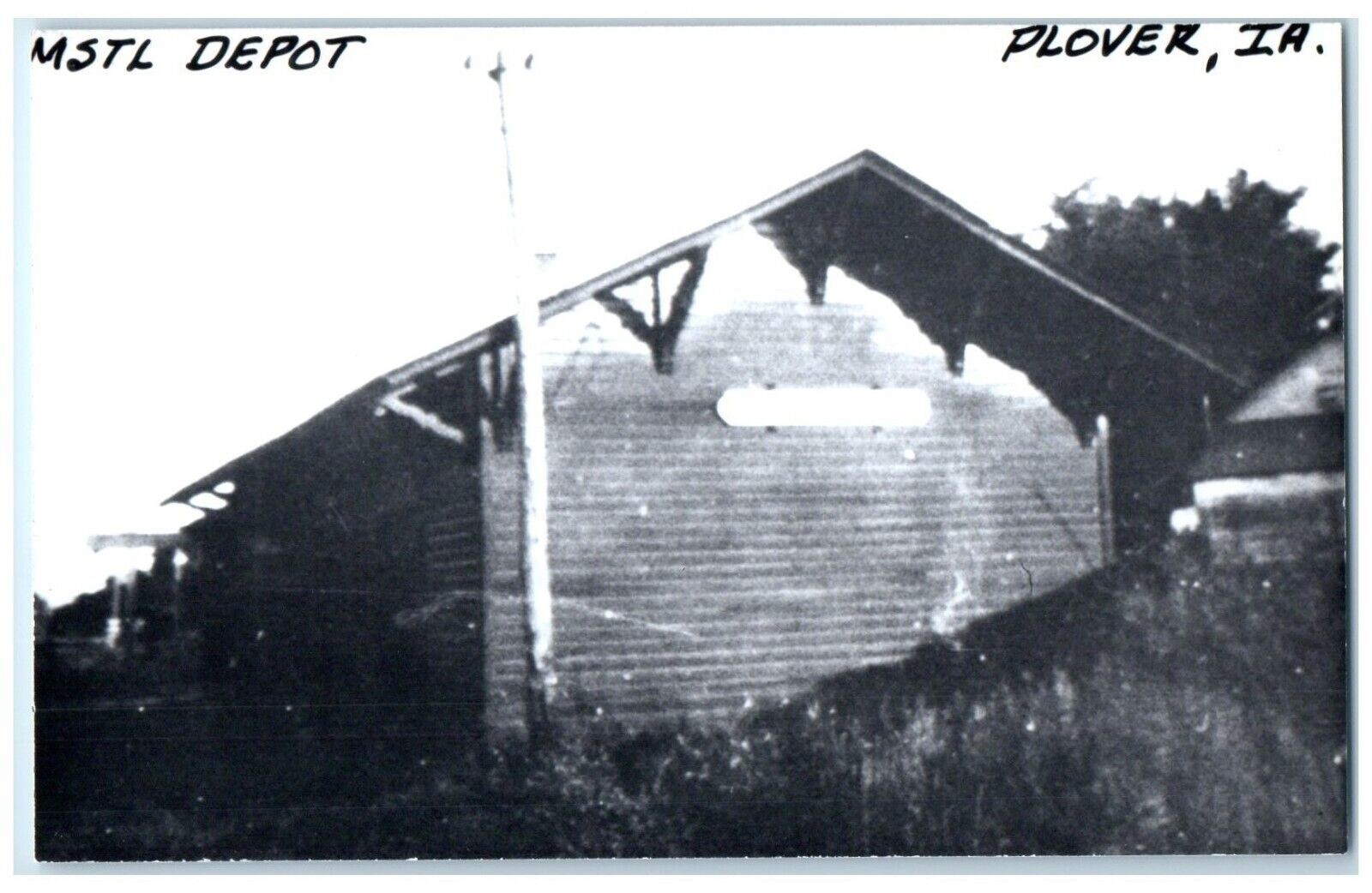 1960's MSTL Depot Plover Iowa Railroad Train Depot Station RPPC Photo Postcard