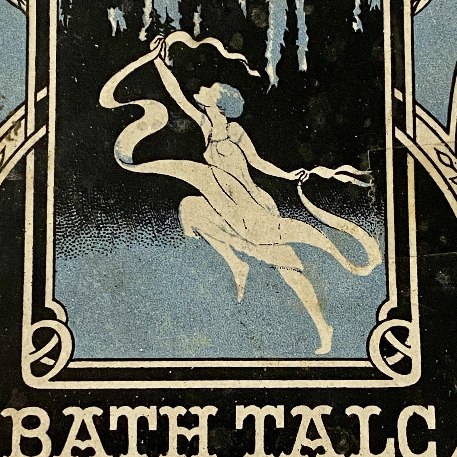 RARE Vintage LANDER  Bath Talc Tin-1920’s Art Nouveau Gorgeous Dancing Design