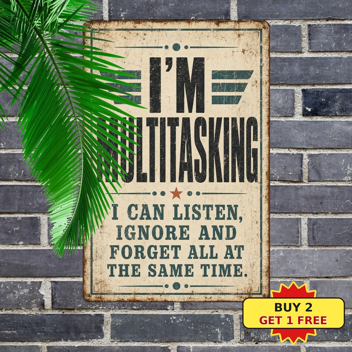 Funny Multitasking Quote Tin Sign Humorous Office Metal Plaque