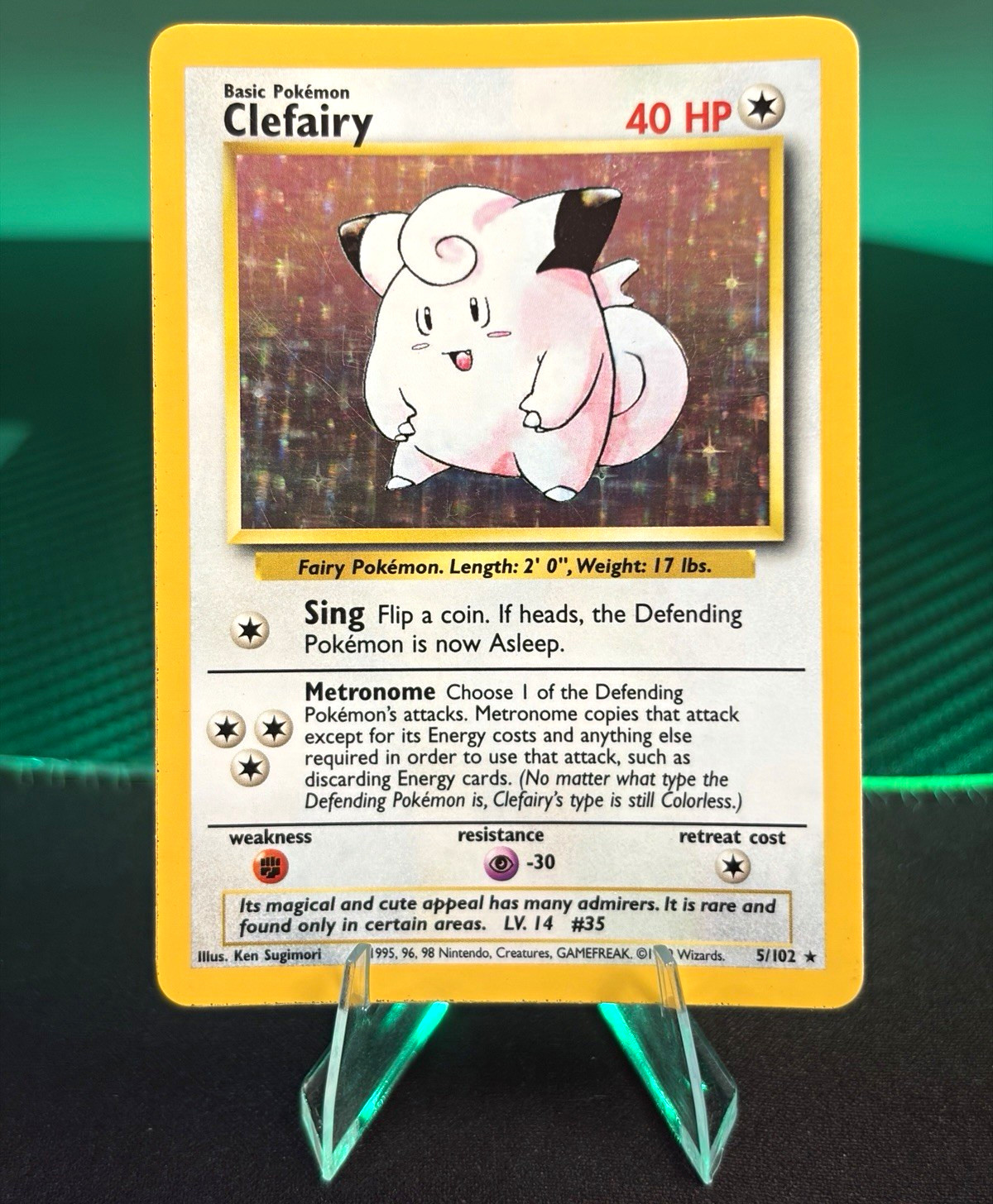 Pokémon 1999 Base Set Clefairy #5/102 Holo Wizards English Card MP Pokémon 1999 Base Set Clefairy #5/102 Holo Wizards English Card MP