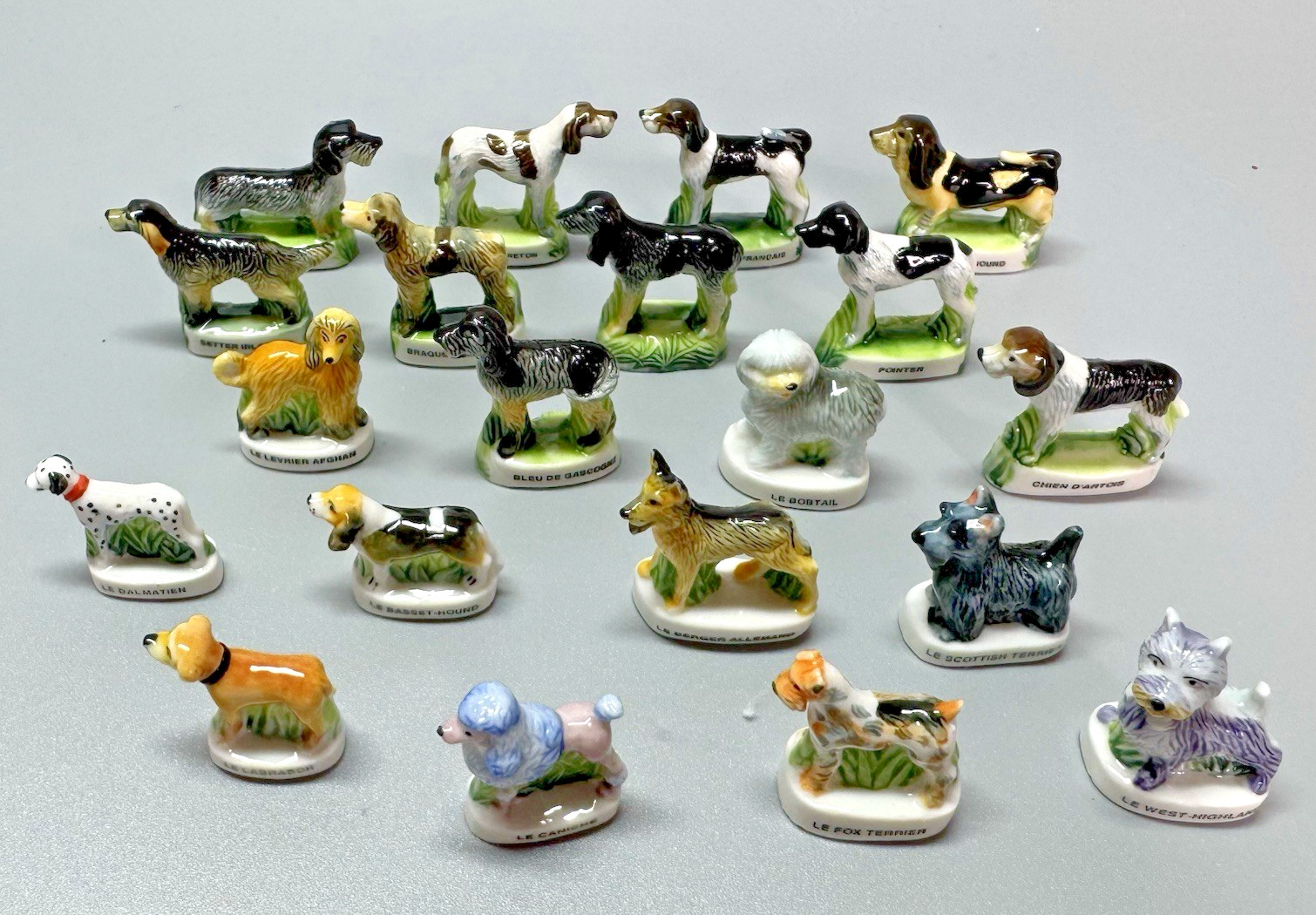 (20) Vtg Arguydal? French DOG FEVE Miniature Porcelain Figurine Breeds France