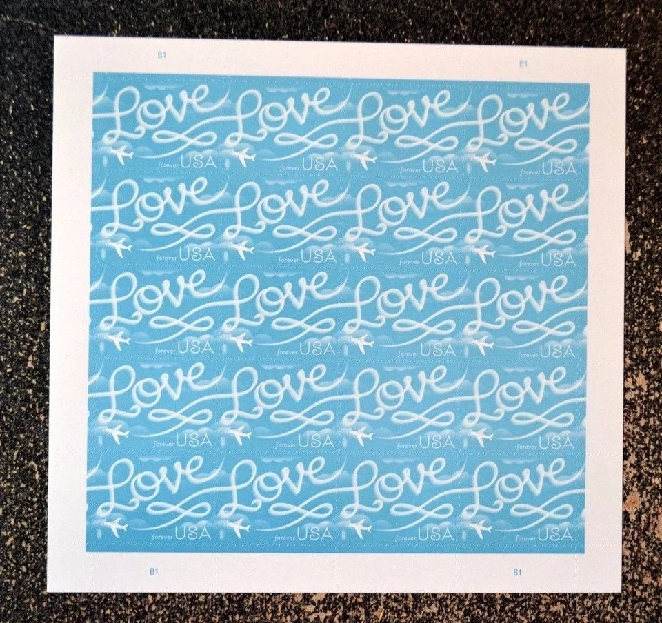 2017 Skywriting Love First Class Letter 5 Sheets 100 Pcs 78¢ MNH