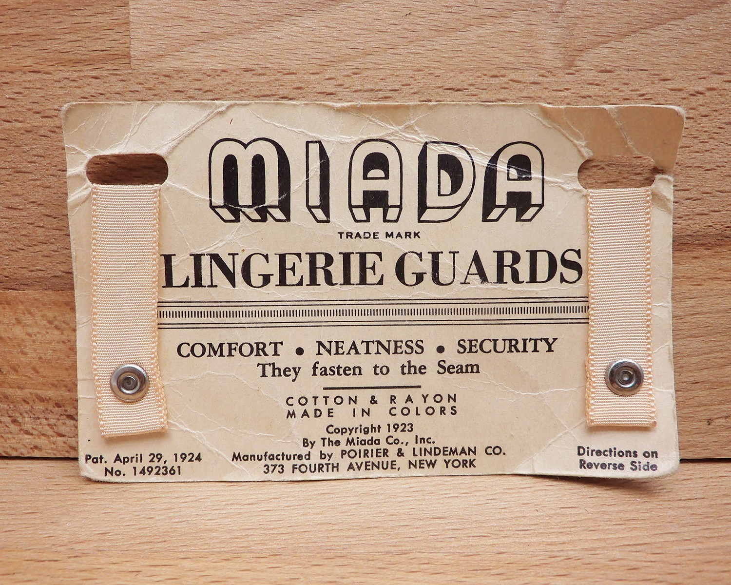 Vintage Miada Lingerie Guards 1924 Patent Shoulder Strap Holders Sewing Notion