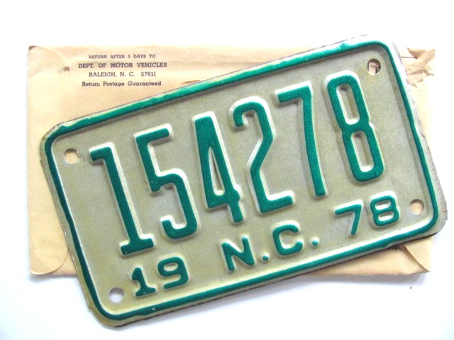 1978 NORTH CAROLINA NC LICENSE PLATE TAG \