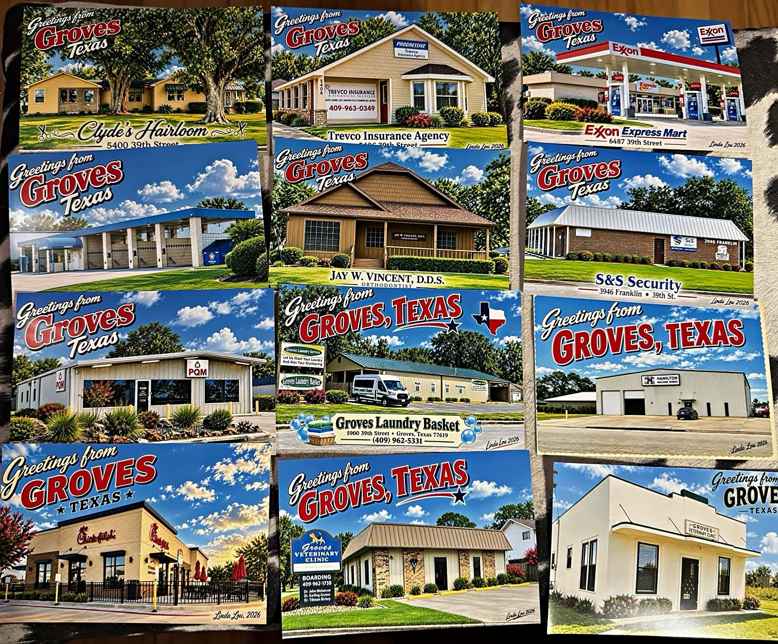 Groves TX Postcard 2 Buildings 2026 Postcard Lot of 25. 39th Street 76c each