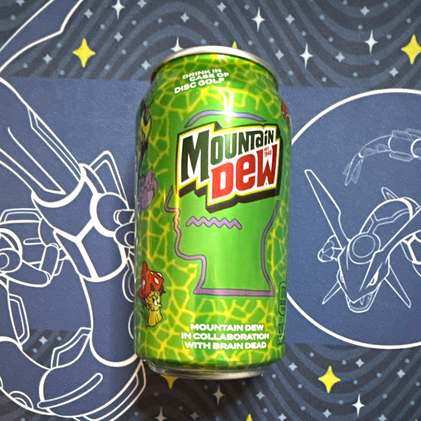 Mountain Dew x Brain Dead Psycho Disc Jam Soda Can Green Multicolor
