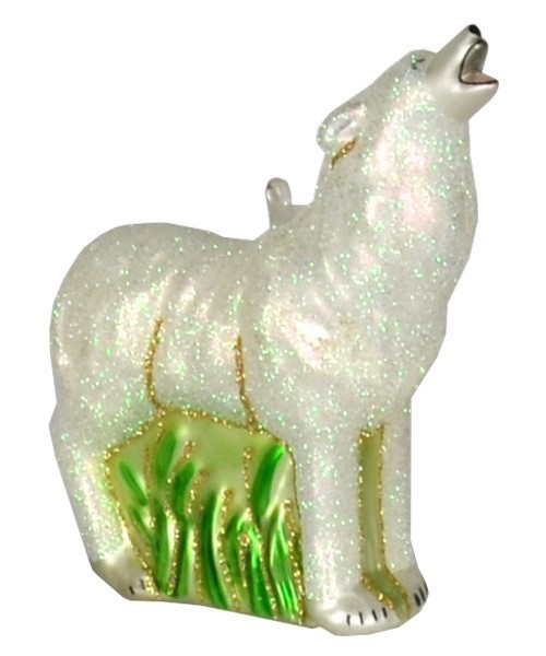 Hand Blown Glass Cobane Howling Artic Wolf Ornament Cobane 394