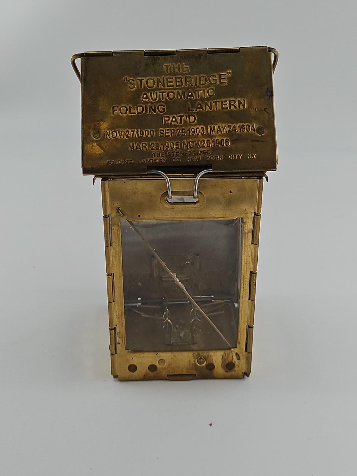 Brass Stonebridge Folding Candle Lantern Replica 1908 WWI Trench Lamp with Case