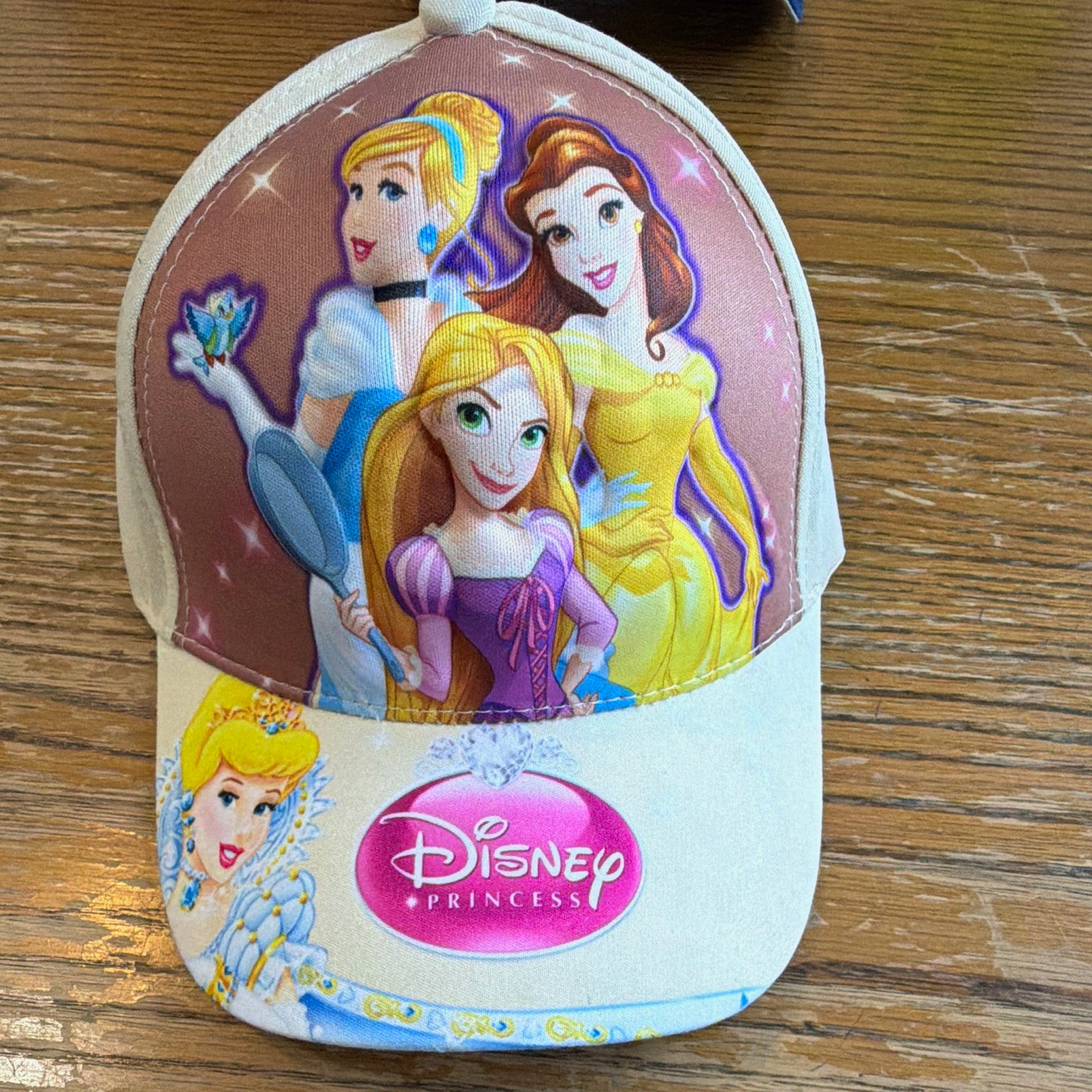 Disney Princess Baseball Cap Hat for Girls Child - White Pink Brown